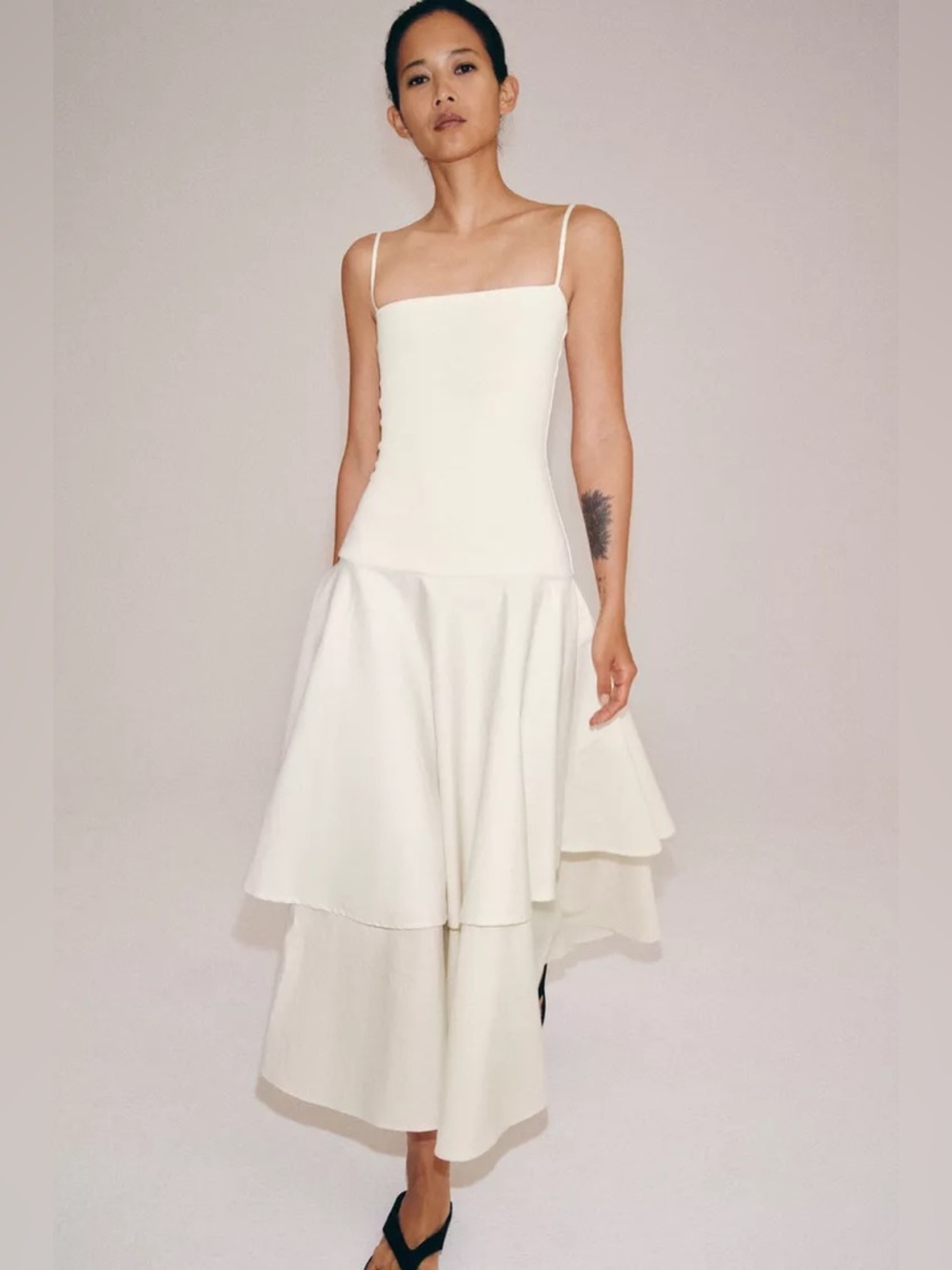 ZARA RUFFLED COMBINATION DRESS